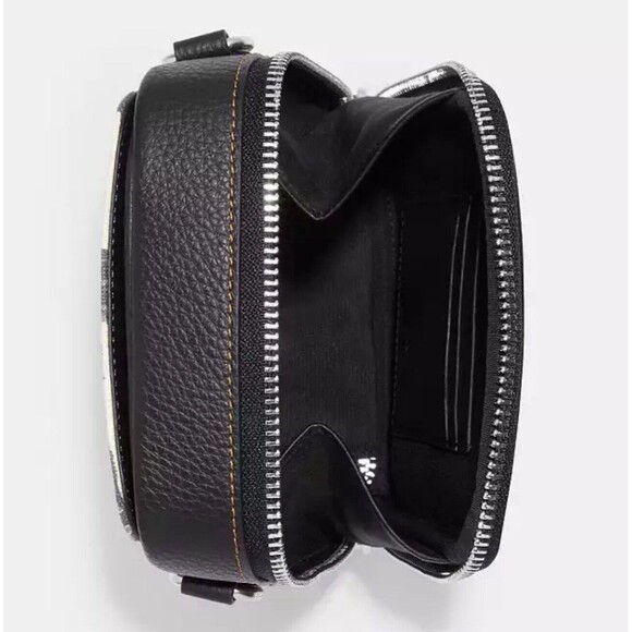 Coach CJ672 Stanton Crossbody With Houndstooth Print Black Cream Leather Canvas - Picture 8 of 9